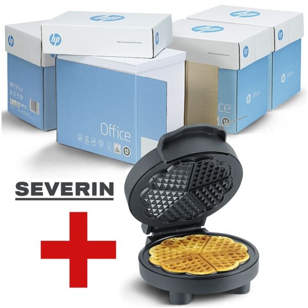 4x Maxi-Box Multifunktionspapier A4 HP Office - 10000 Blatt gesamt, 80g/qm inkl. Waffeleisen Black Line WA 2116