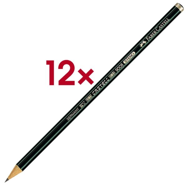 12x Bleistift Faber-Castell 9008, HB, ohne Radiergummi