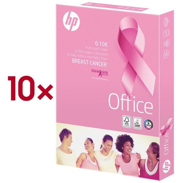 10x Multifunktionspapier A4 HP Office CHP110 Pink Ream  - 5000 Blatt gesamt, 80g/qm
