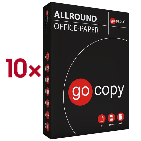 10x Multifunktionspapier A4 GOPAPER GO COPY ALLROUND - 5000 Blatt gesamt, 75g/qm