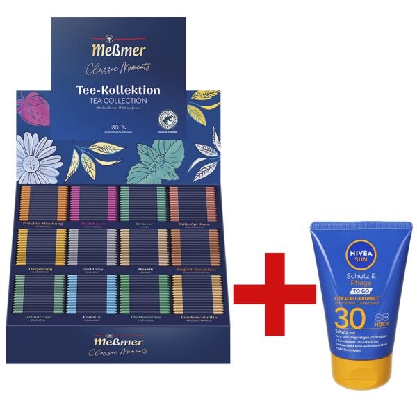 Memer Teebox Classic Tea Collection 180er-Box Tee-Kollektion inkl. Sonnenlotion UV Gesicht LSF 50 50ml