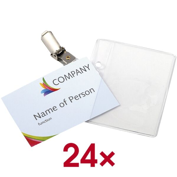 EUROPEL Namensschild mit Clip 90,0/60,0 mm 24 St�ck