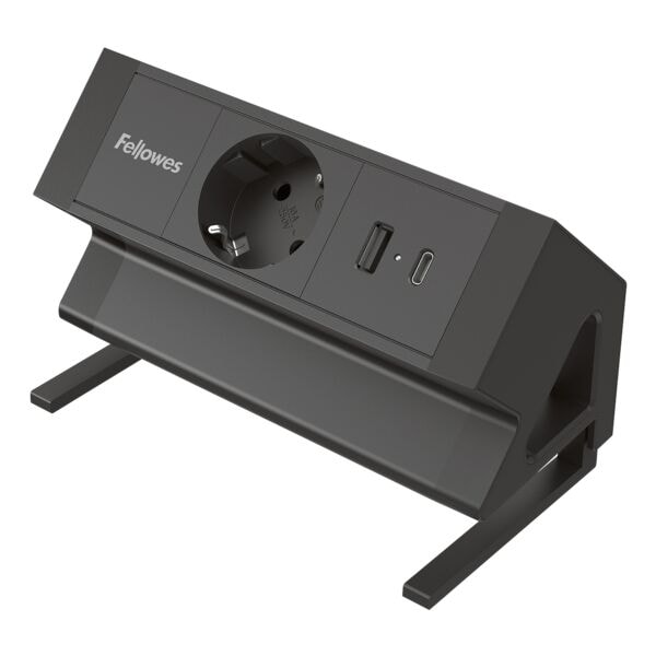 1-fach Tischsteckdose Fellowes POWER DESK TYPE F ohne Schalter schwarz