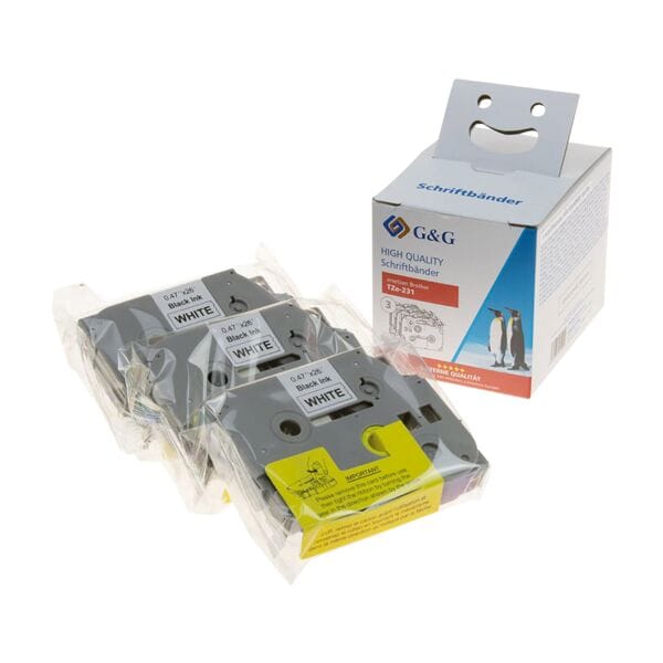 G&G 3er-Pack Schriftband ersetzt TZe-231 Brother 12 mm