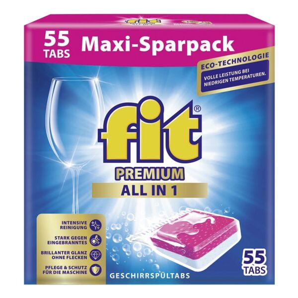 fit Geschirrsp�l-Tabs �Premium All in 1� 55 St�ck