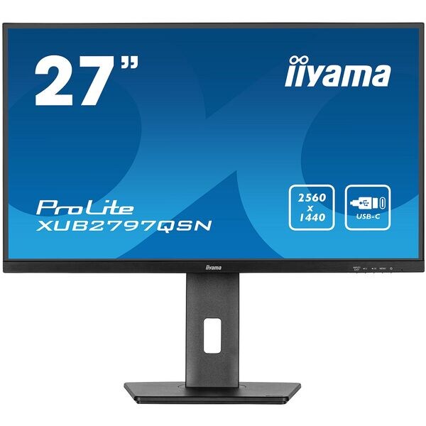 Iiyama PROLITE XUB2797QSN-B2 LED Monitor, 69,0 cm (27,2''), 16:9, QHD, HDMI, DisplayPort 1.4, USB Typ C, USB-Hub, Ethernet (LAN)