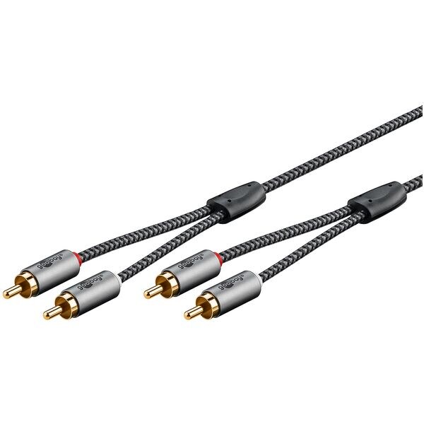 goobay Audio-Kabel Cinch silber / schwarz 1 m