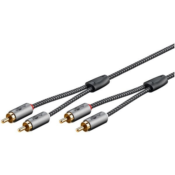 goobay Audio-Kabel Cinch silber / schwarz 2 m