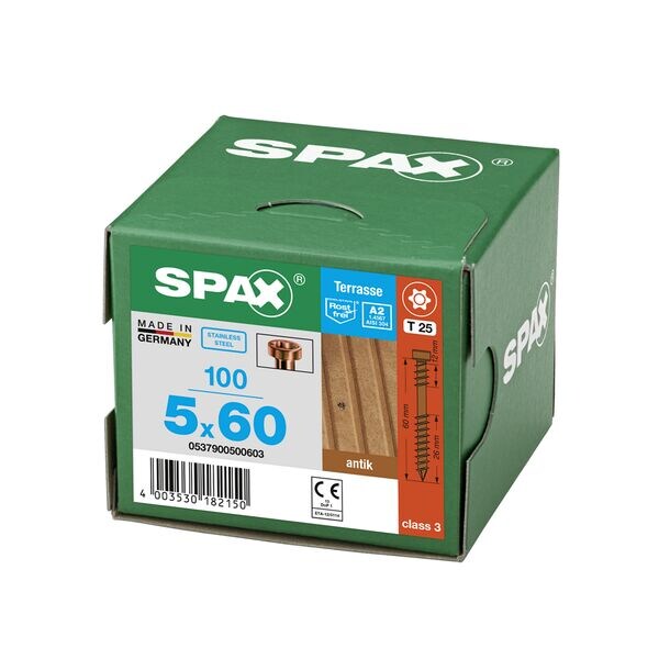 SPAX Terrassenschrauben �T25 Zylinderkopf Edelstahl A2� 5 x 60 mm 100 St�ck