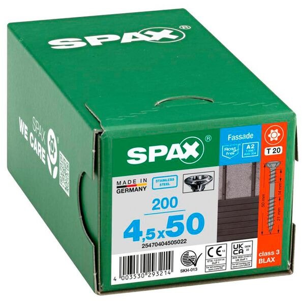 SPAX Fassadenschrauben �T20 Linsensenkkopf BLAX A2� 4,5 x 50 mm 100 St�ck