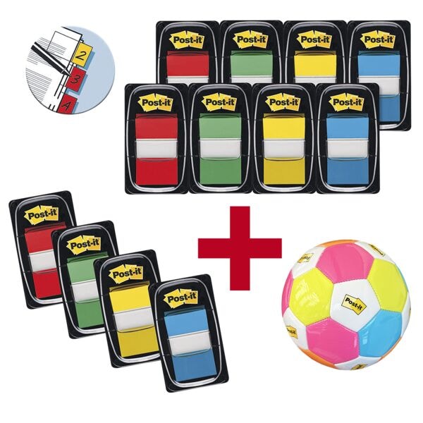 12x Post-it Index Index 43,2 x 25,4 mm inkl. Fu�ball �Post-it&reg; und Scotch&reg;� 2026