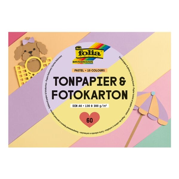 folia Tonpapier und Fotokarton �Pastell� A6 60 Blatt