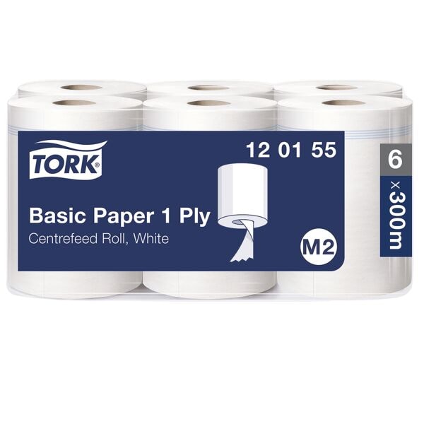6 Endlosrollen weiße Papierhandtücher 1-lagig (weiß, unperforiert, 20 cm x 300 m)