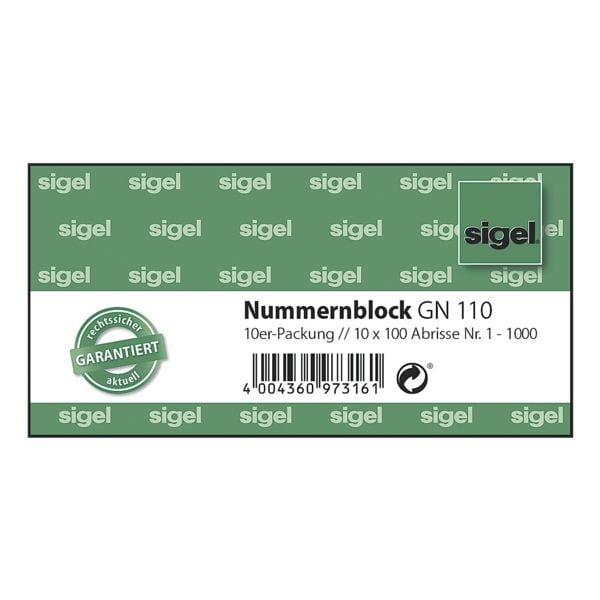 Sigel 10er-Pack Formularvordrucke »Nummernblock« GN110