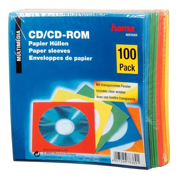 Hama CD/DVD/Blu-ray-Papierhllen - 100 Stck farbig