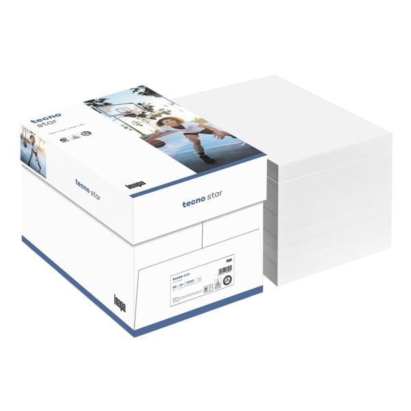 Maxi-Box Kopierpapier A4 Inapa tecno Star - 2500 Blatt gesamt, 80g/qm