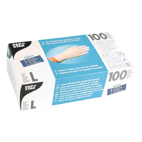 100 Papstar Einmalhandschuhe Latex, Größe L naturfarben 100 Papstar Einmalhandschuhe Latex, Größe L naturfarben