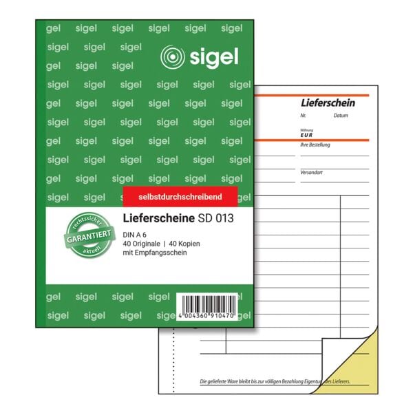 Sigel Formularbuch »Lieferschein mit Empfangsschein« SD013