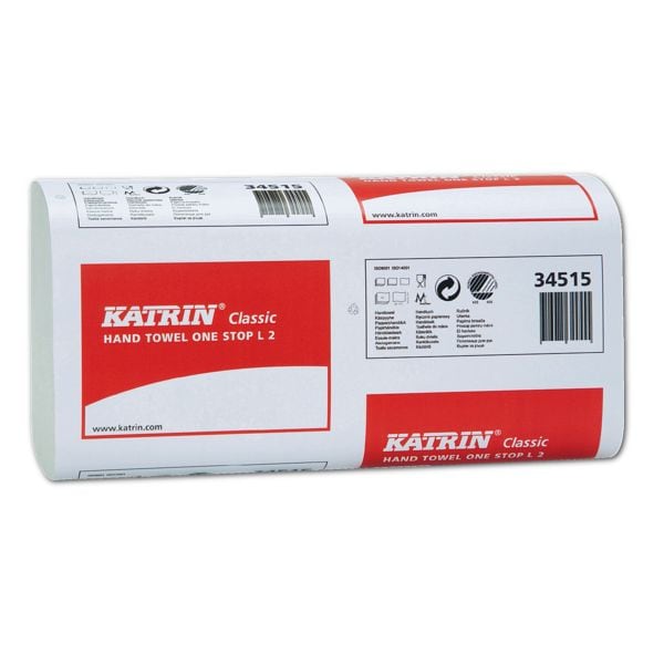 Papierhandtücher Katrin Classic 2-lagig, weiß, 23,5 cm x 34 cm aus Tissue mit I-Falzung - 2310 Blatt gesamt Papierhandtücher Katrin Classic 2-lagig, weiß, 23,5 cm x 34 cm aus Tissue mit I-Falzung - 2310 Blatt gesamt