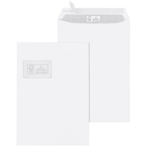 Briefumschlge Mailmedia, C4 100 g/m mit Fenster, haftklebend - 100 Stck