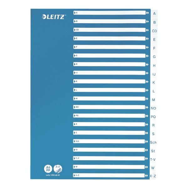 LEITZ Register 1253, A4, A-Z 20-teilig, wei�, Kunststoff