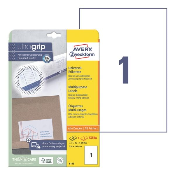 Avery Zweckform 30er-Pack Universal Klebeetiketten »6119« Avery Zweckform 30er-Pack Universal Klebeetiketten »6119«