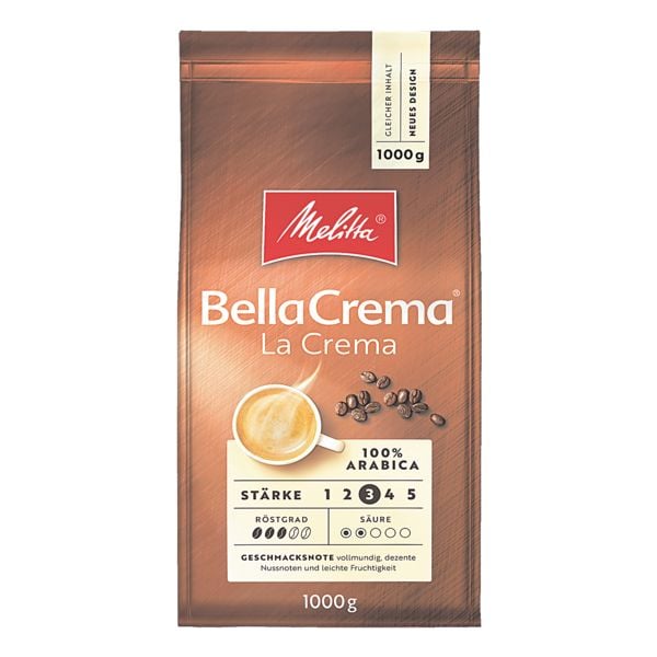 Melitta Kaffee Kaffeebohnen Bella Crema la Crema 1000 g