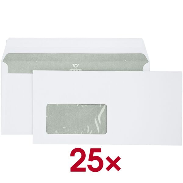 Briefumschlge BONG, DIN lang 80 g/m mit Fenster, haftklebend - 25 Stck