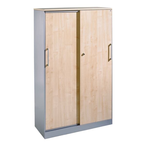 CP Stahlschrank Asisto abschließbar, 100 x 162 cm, Schiebetür, Stahl / Holz