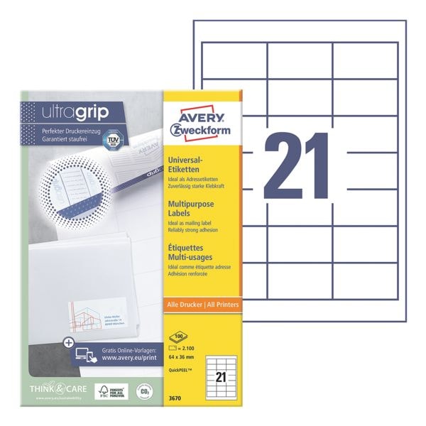 Avery Zweckform 2100er-Pack Universal Klebeetiketten 3670