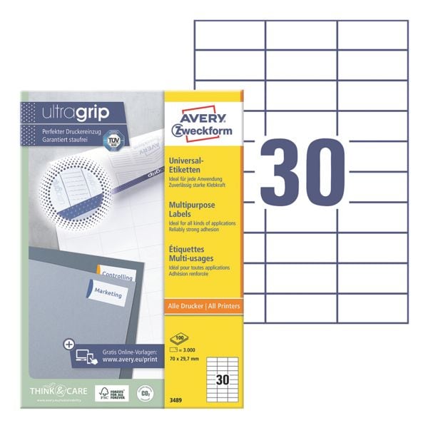 Avery Zweckform 3000er-Pack Universal Klebeetiketten 3489