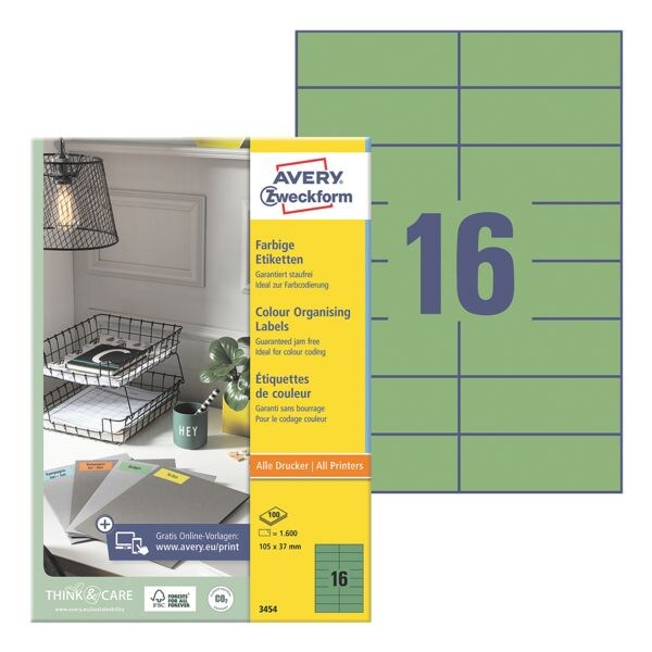 Avery Zweckform 1600er-Pack Farbige Etiketten
