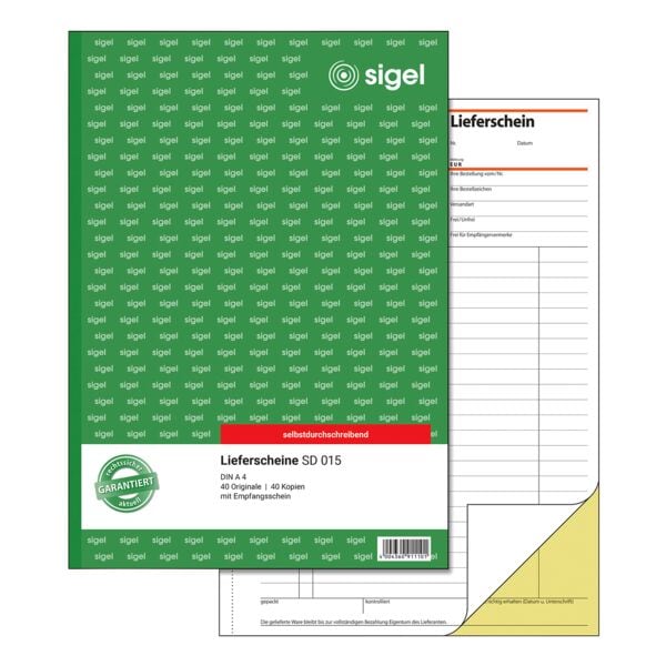 Sigel Formularbuch »Lieferschein mit Empfangsschein« SD015