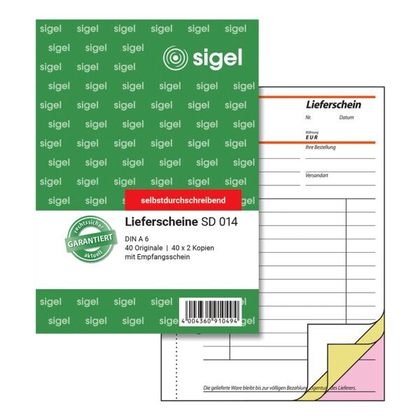 Sigel Formularbuch Lieferschein mit Empfangsschein SD014
