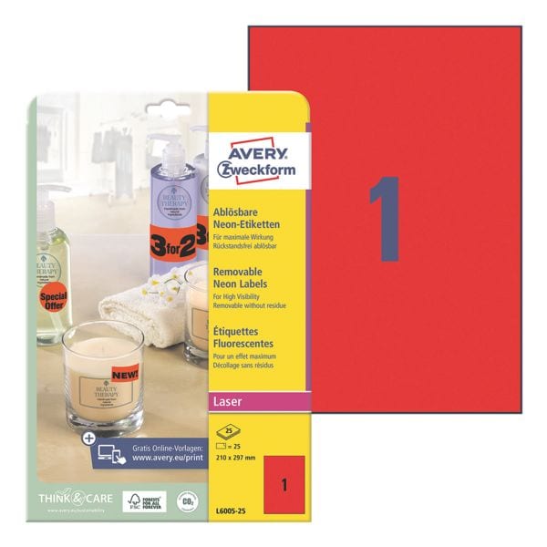 Avery Zweckform 25er-Pack Neon-Etiketten