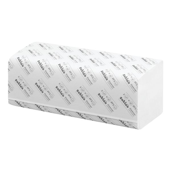 Papierhandtcher Satino comfort 2-lagig, naturwei, 25 cm x 23 cm aus Tissue mit Z-Falzung - 3200 Blatt gesamt