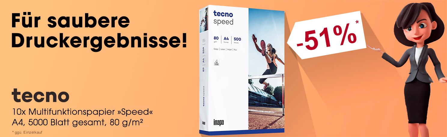 tecno 10x Multifunktionspapier Speed A4, 5000 Blatt gesamt