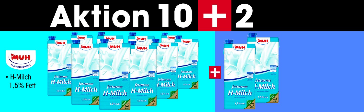 MUH 10 + 2 Aktion: 12er-Pack Milch H-Milch 1,5% Fett