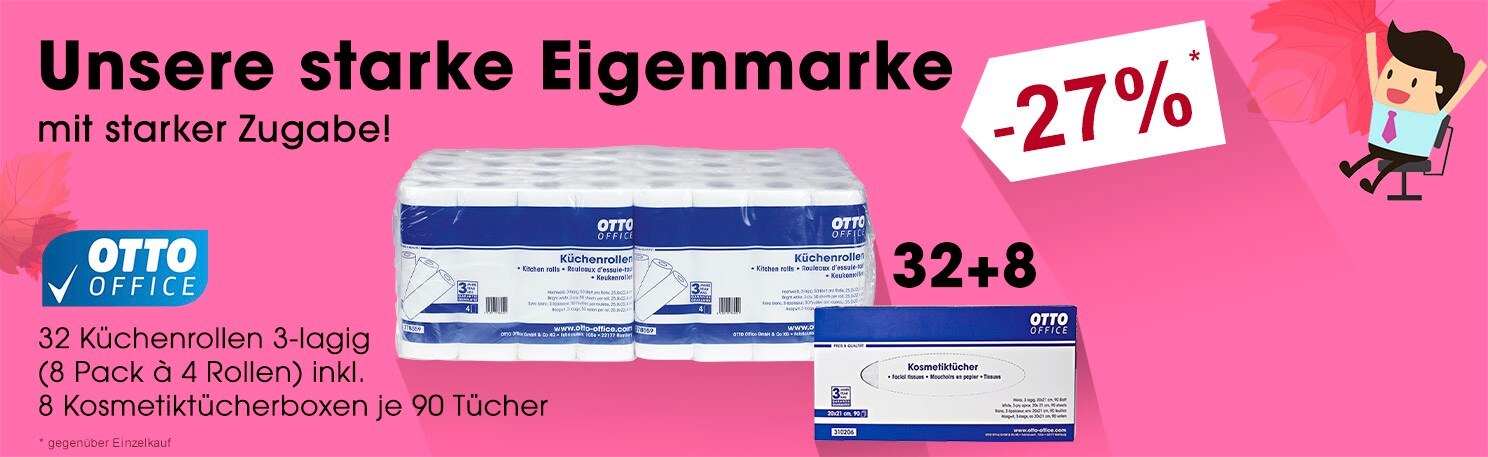 OTTO Office 32 + 8 Aktion: 32 Kchenrollen (8 Pack  4 Rollen) 3-lagig + 8x Kosmetiktcherbox