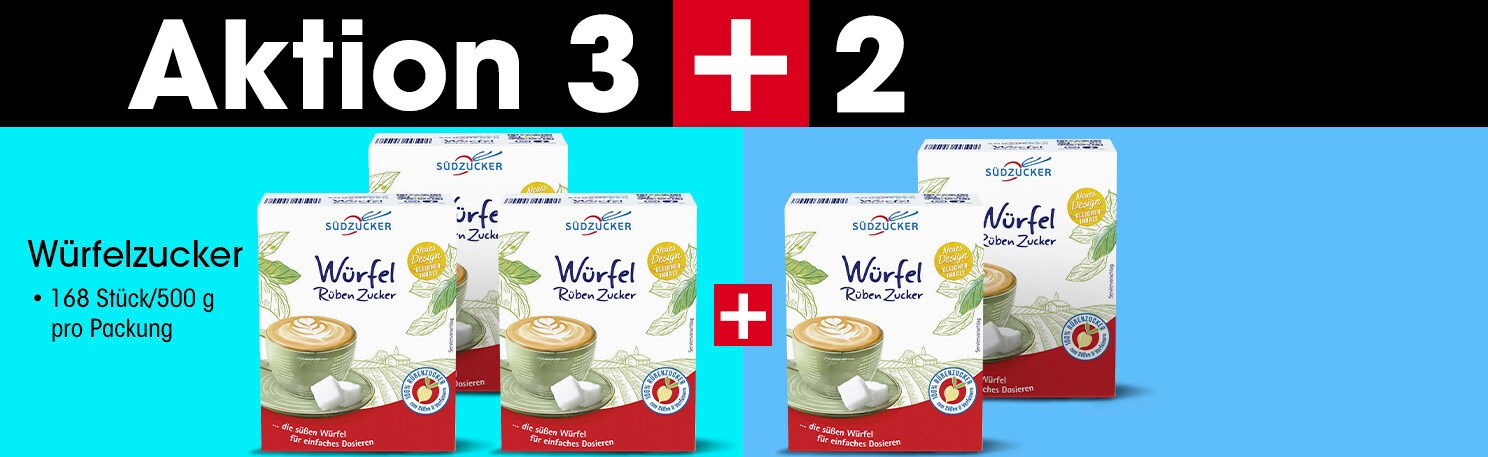 Sdzucker Aktions-Set: 5x Wrfelzucker lose 168 Portionen 500g