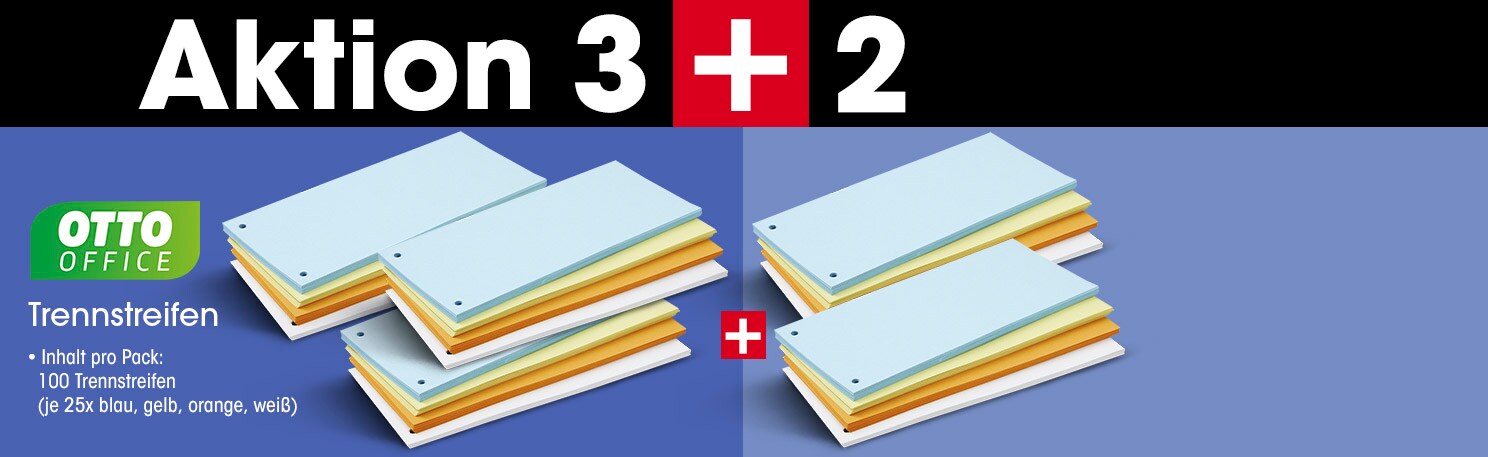 OTTO Office Re 3+2 Aktion: 5x Trennstreifen 100 Stück 4 Farben